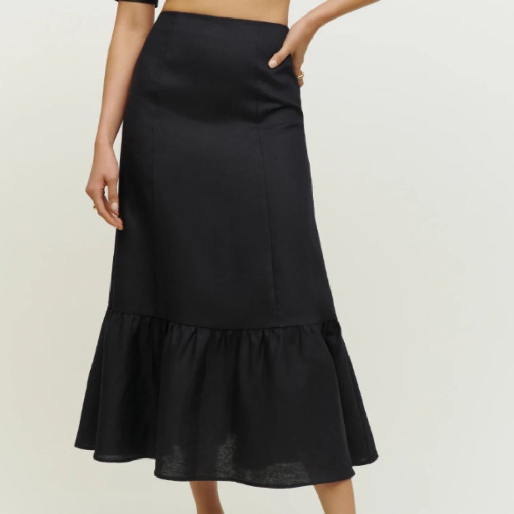 NEW REFORMATION Sunnie Skirt in Black Size 0 #1413